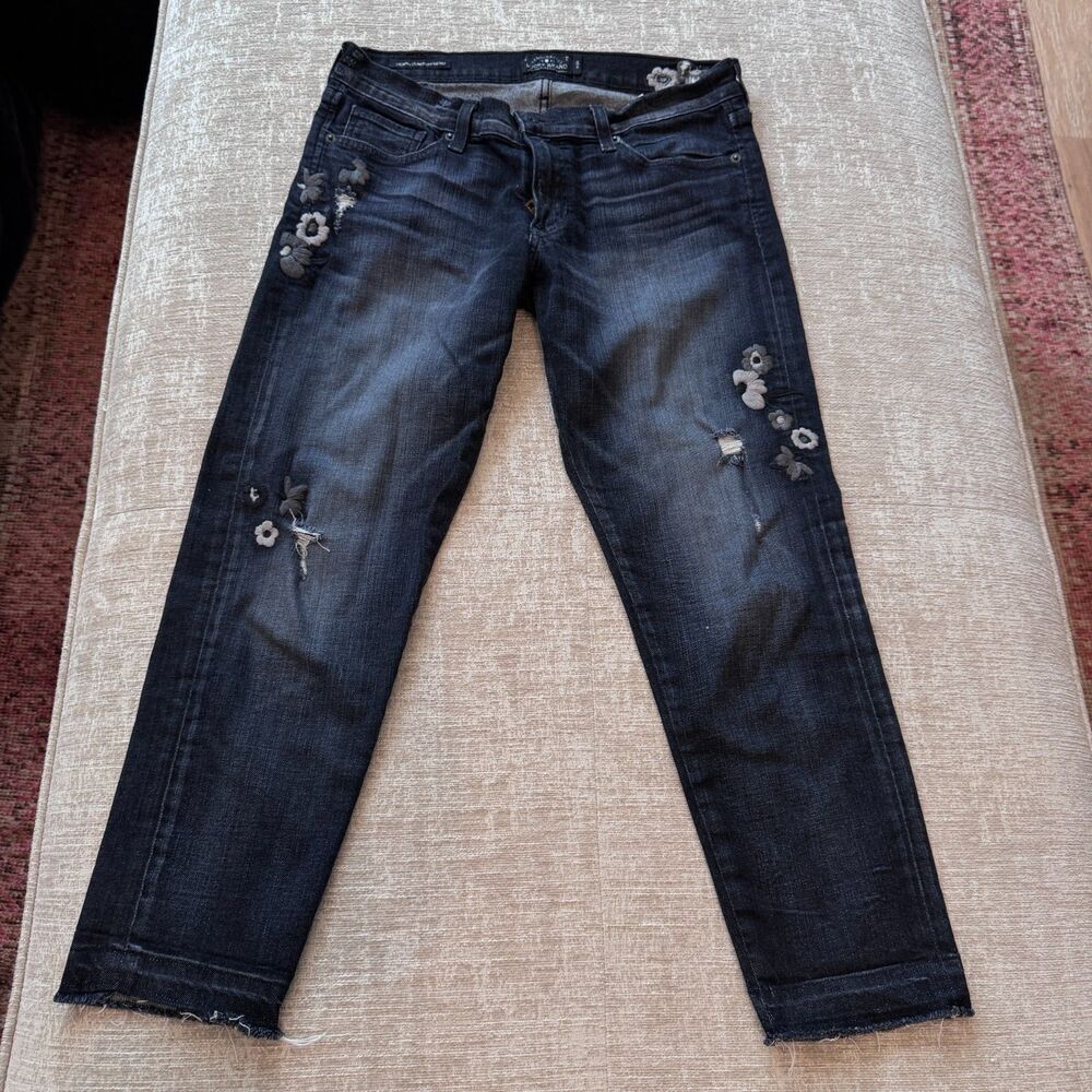 Lucky Brand Sienna Slim Women's Charcoal Embroidered Flower Jeans Sz 6/28